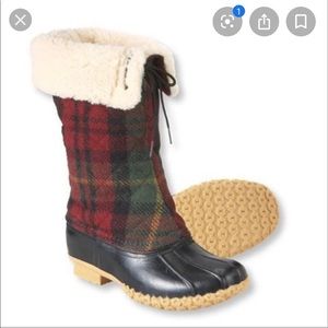 L.L. Bean Plaid Shearling Duck Boots